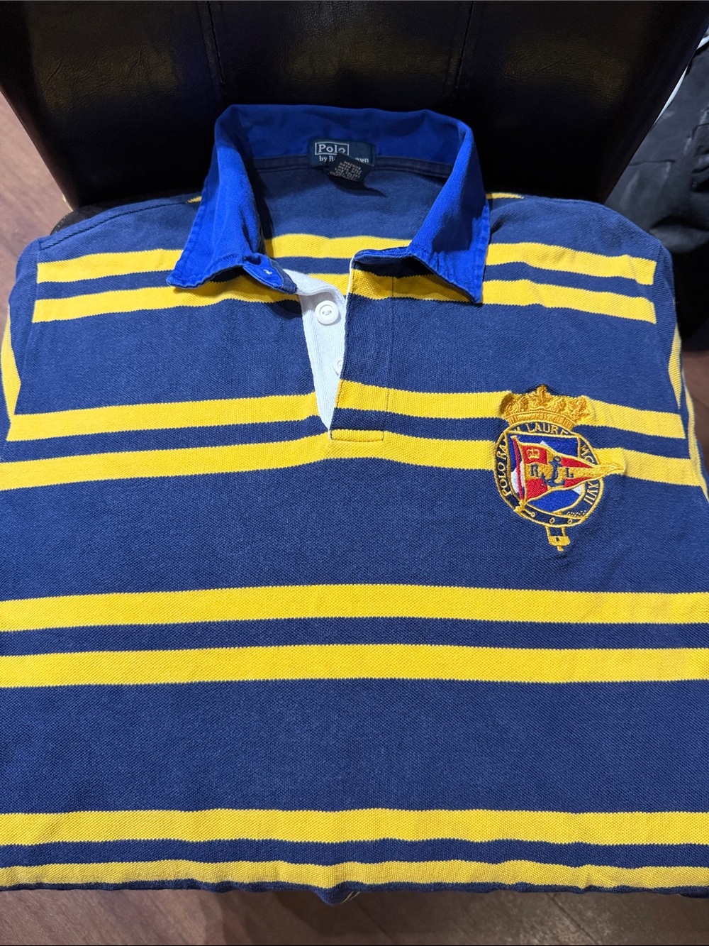 Polo by Ralph Lauren Blue & Yellow Striped Rugby Polo